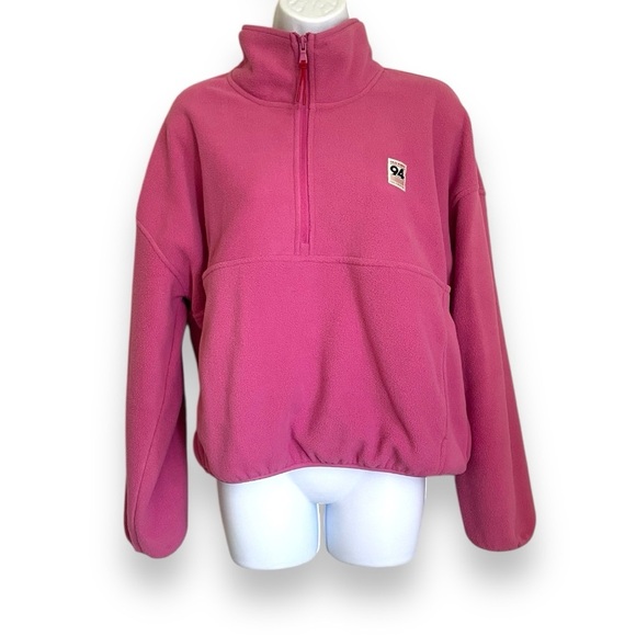 Performance Fleece Pink Quarter Zip Pullover Size Medium – Cozy Retro 90s Style - Picture 3 of 8